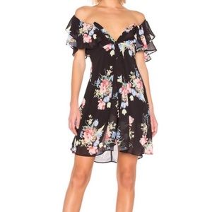 LPA Button Up Mini Dress in Midnight Roses Size XS